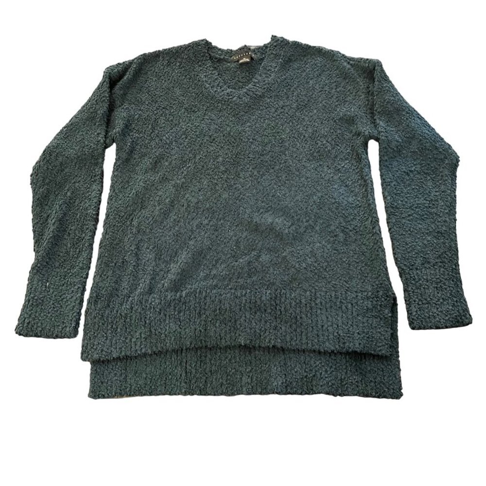 Sanctuary Women's Fuzzy V-Neck Sweater Deep green size Xsmall Long sleeve